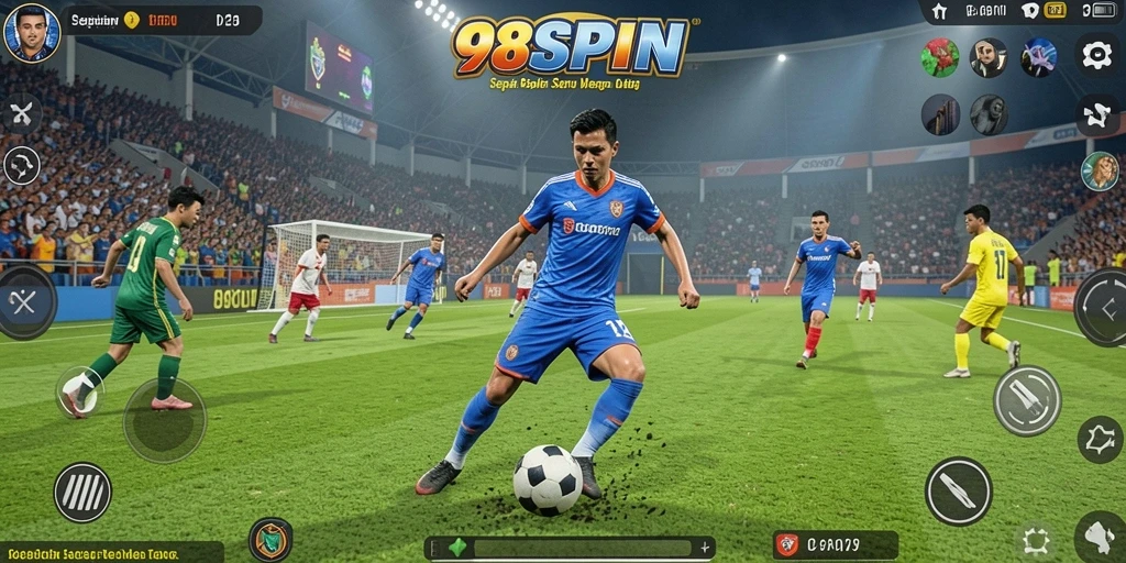 Tampilan gameplay seru di game 98SPIN dengan aksi sepak bola yang mendebarkan.