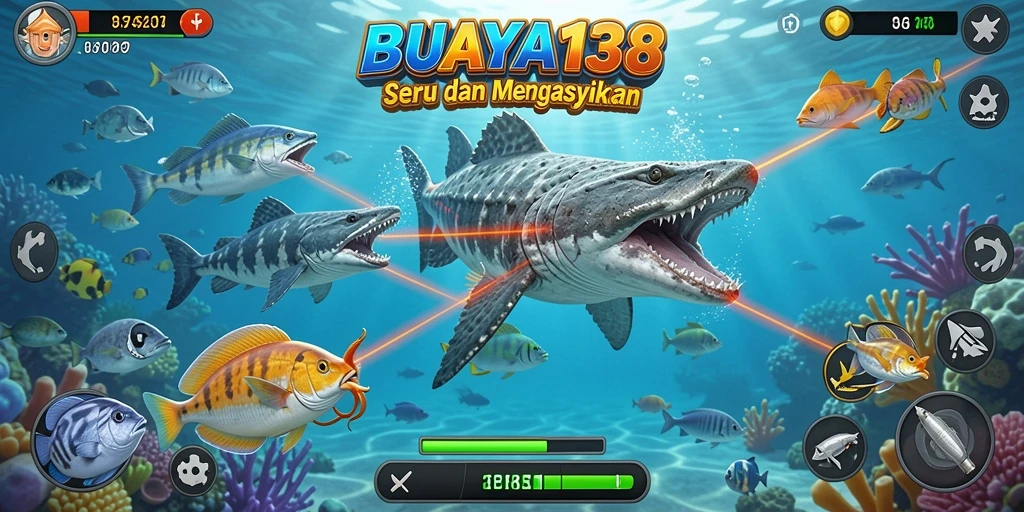 Tampilan gameplay seru dari BUAYA138 saat menembak ikan.