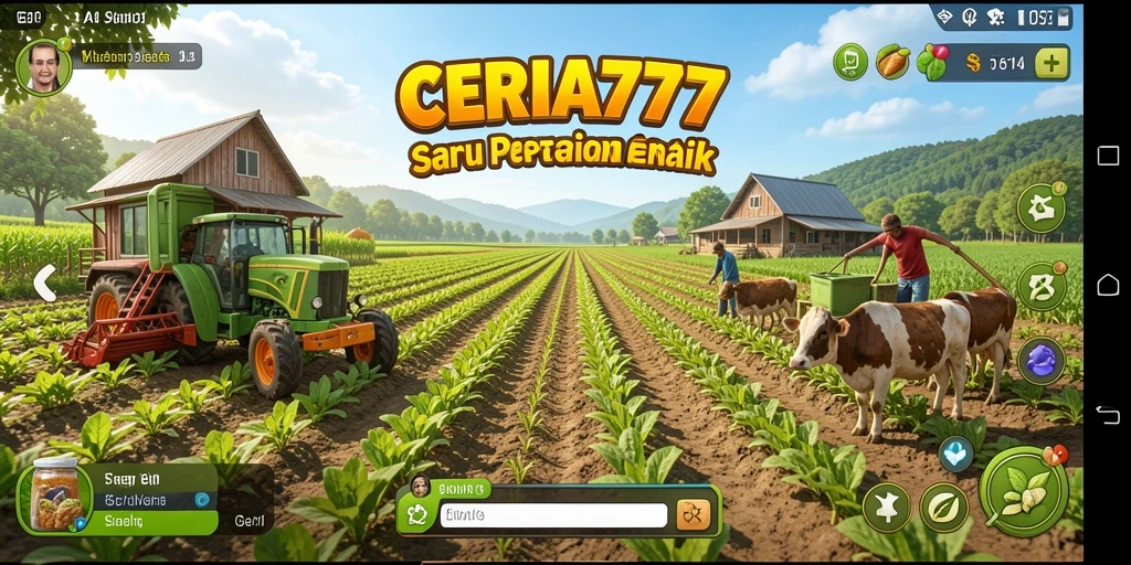 Tampilan screenshot CERIA777 menunjukkan ladang pertanian yang indah dan berwarna.