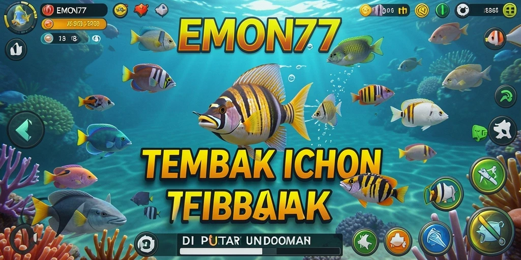 Screenshot permainan Tembak Ikan EMON77 dengan grafis memukau.