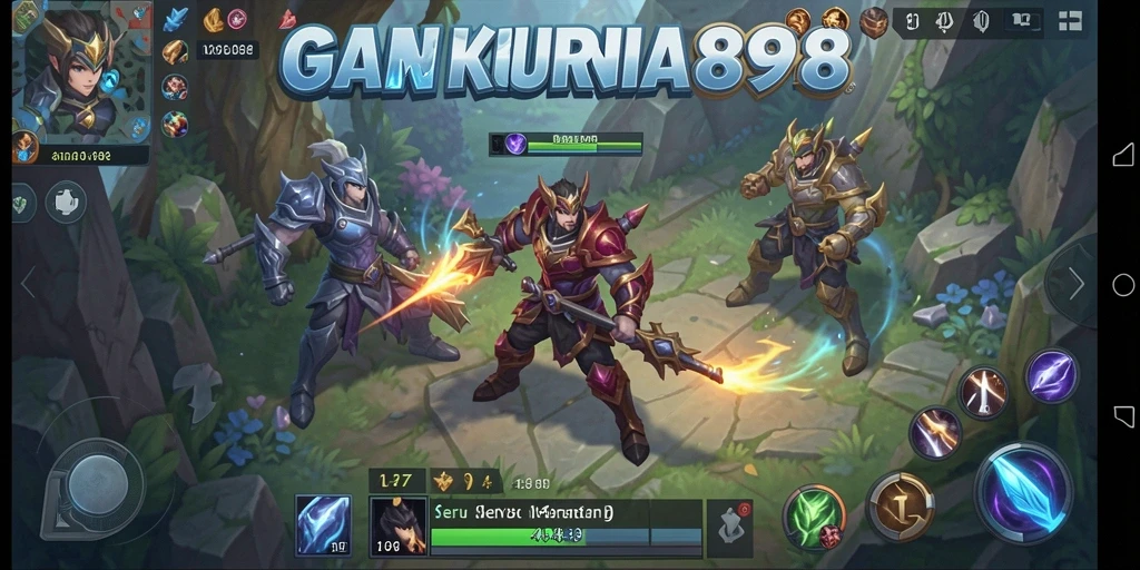 Tangkapan layar KURNIA898 menampilkan aksi seru dalam pertempuran tim MOBA.