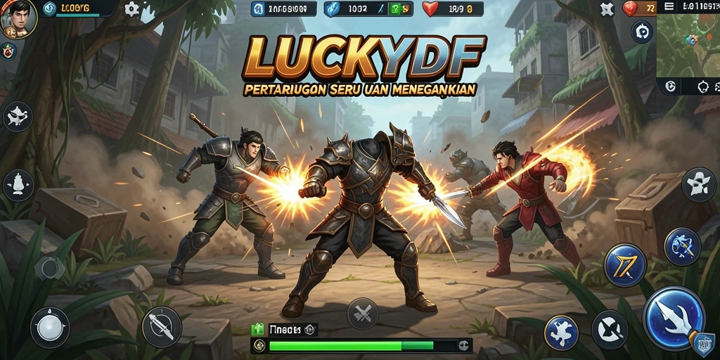 Tampilan gameplay pertarungan yang intens dan mendebarkan di LUCKYDF.