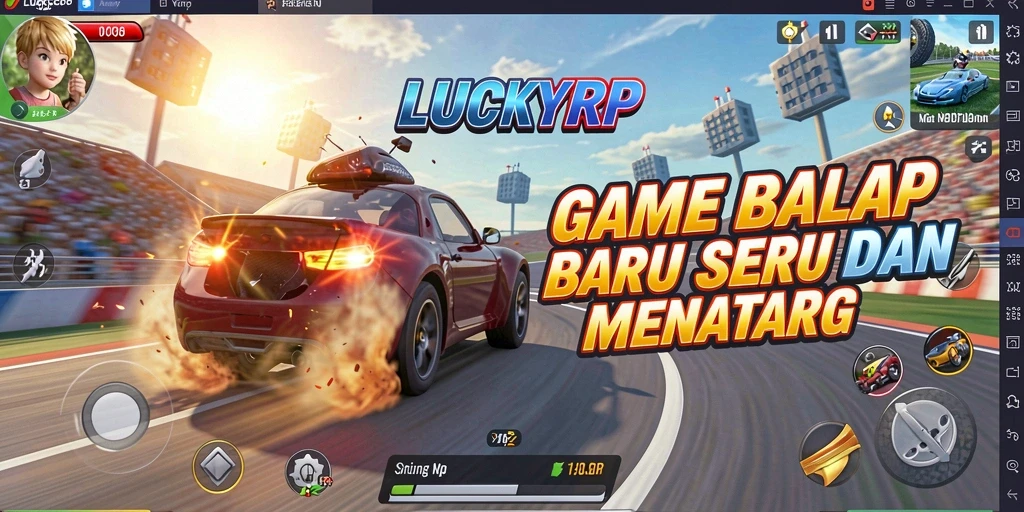Tampilan gameplay LUCKYRP yang mendebarkan dan penuh aksi balap.
