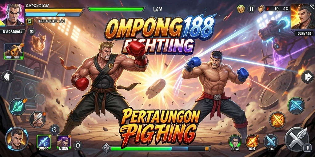 Screenshot utama OMPONG188 menampilkan aksi pertarungan yang intens.