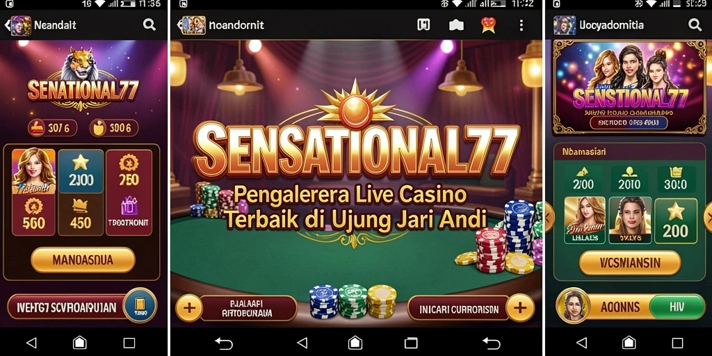 Tampilan gameplay SENSATIONAL77 dengan dealer profesional di meja Live Casino.